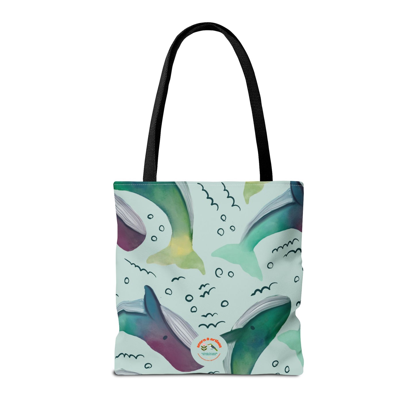 Watercolor Whale Tote Bag | Eco-Friendly Reusable Bag for Ocean Lovers