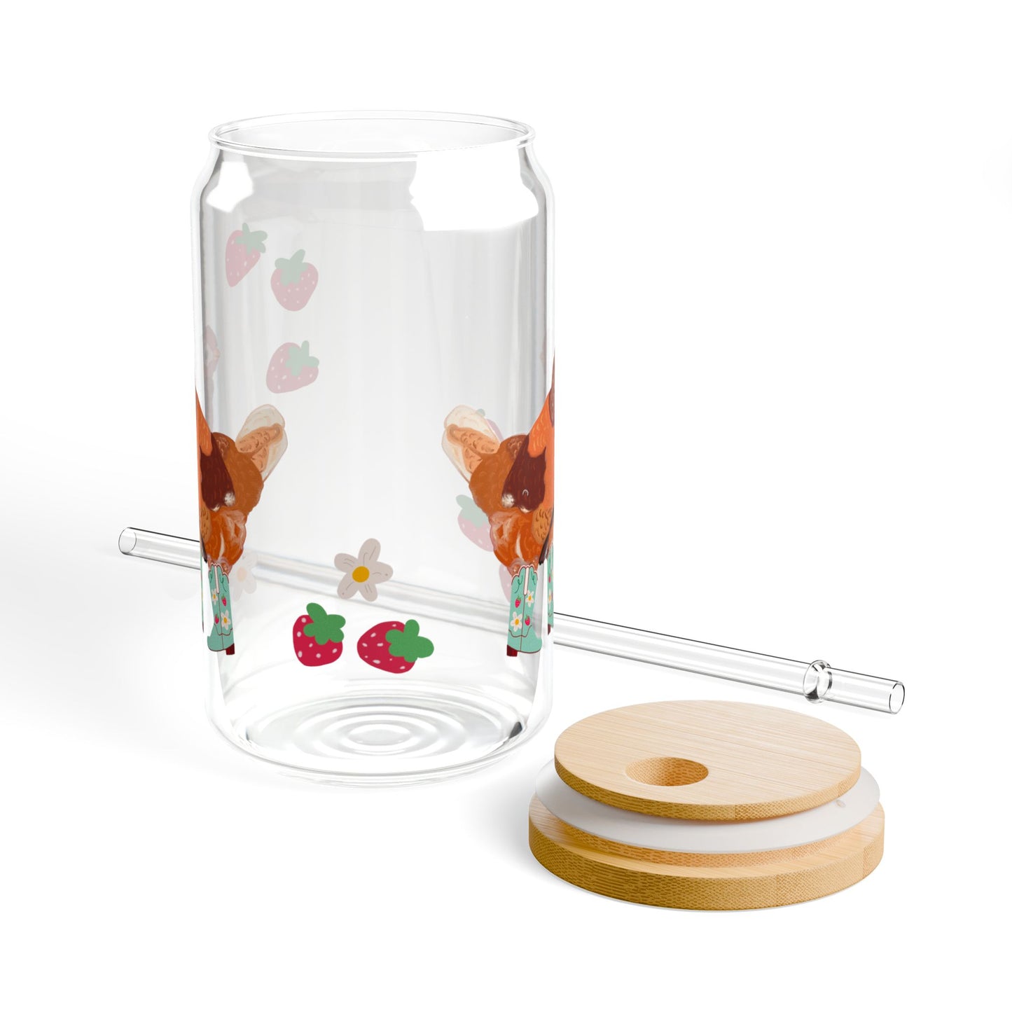Berry Cowgirl Chicken Glass, Cute Farm Animal Drinkware