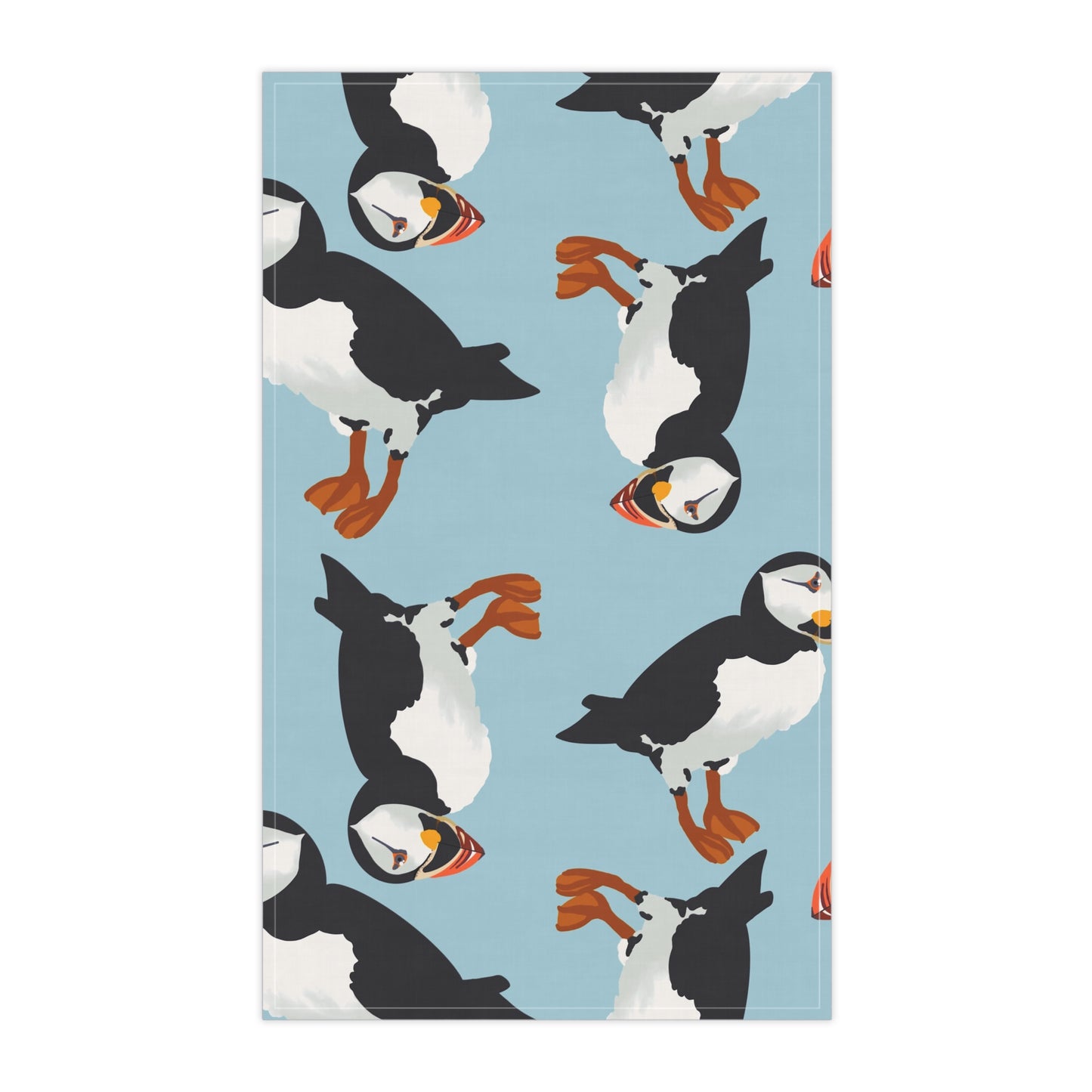 Puffin Pattern Tea Towel | Bird Lover Kitchen Decor