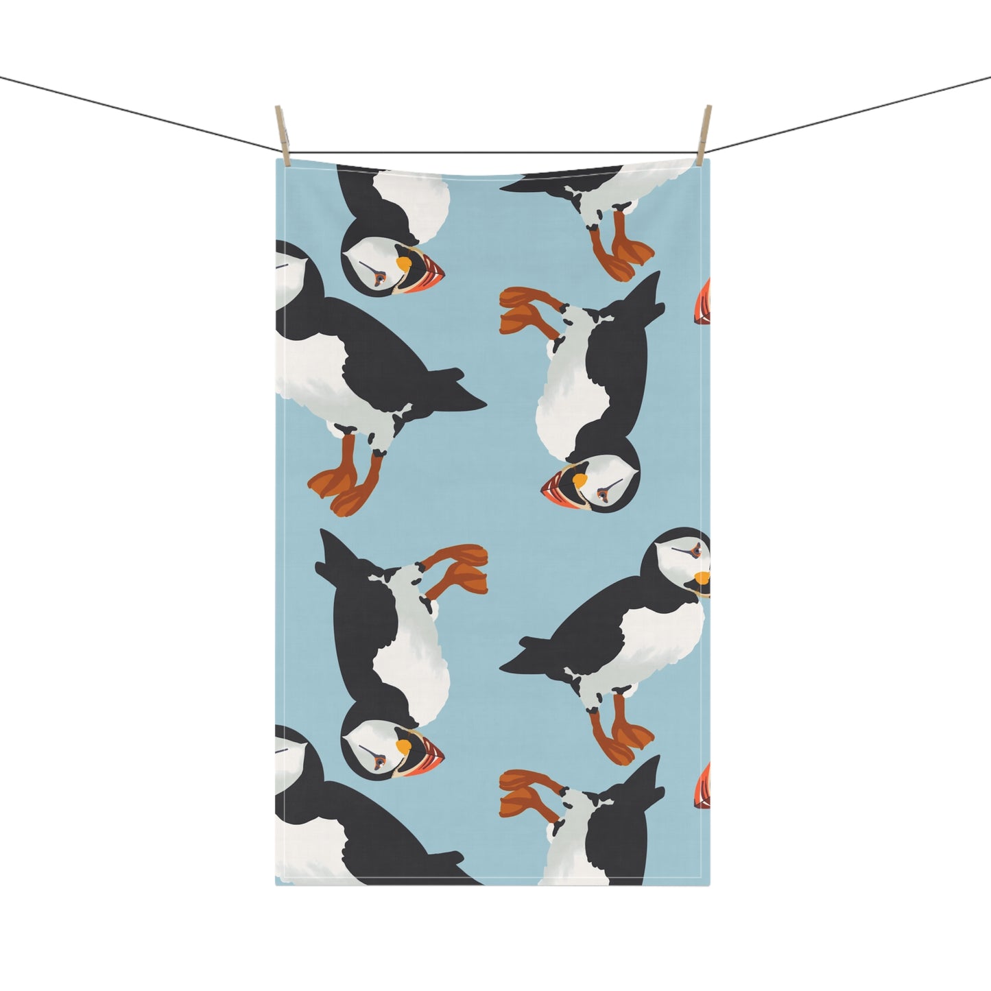 Puffin Pattern Tea Towel | Bird Lover Kitchen Decor