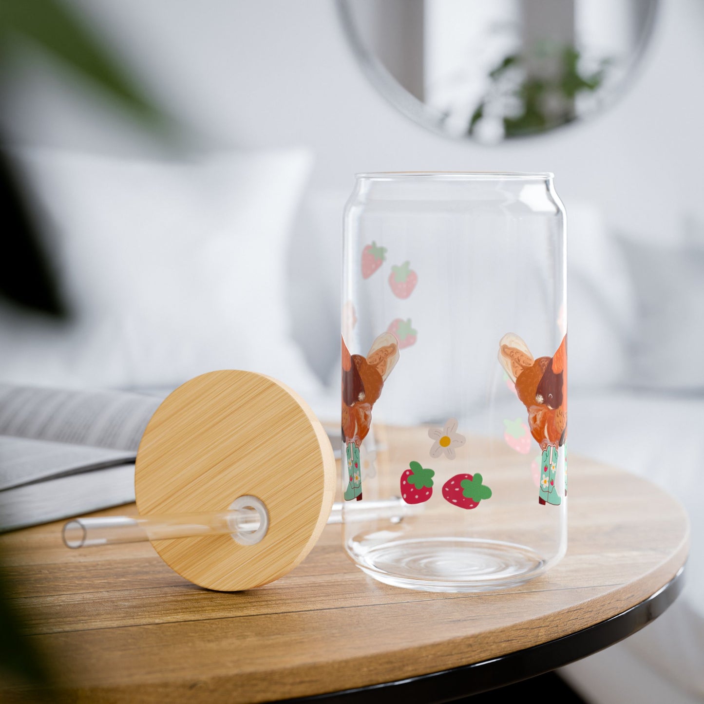 Berry Cowgirl Chicken Glass, Cute Farm Animal Drinkware