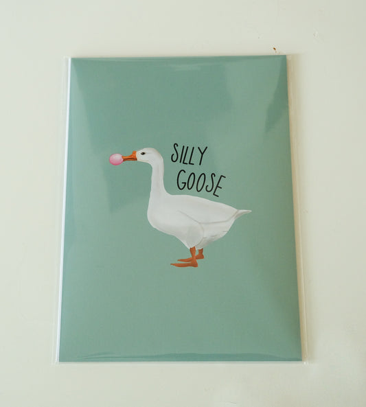 Silly Goose Art Print – Funny Bird Lover Wall Décor | Acorn & Artisan