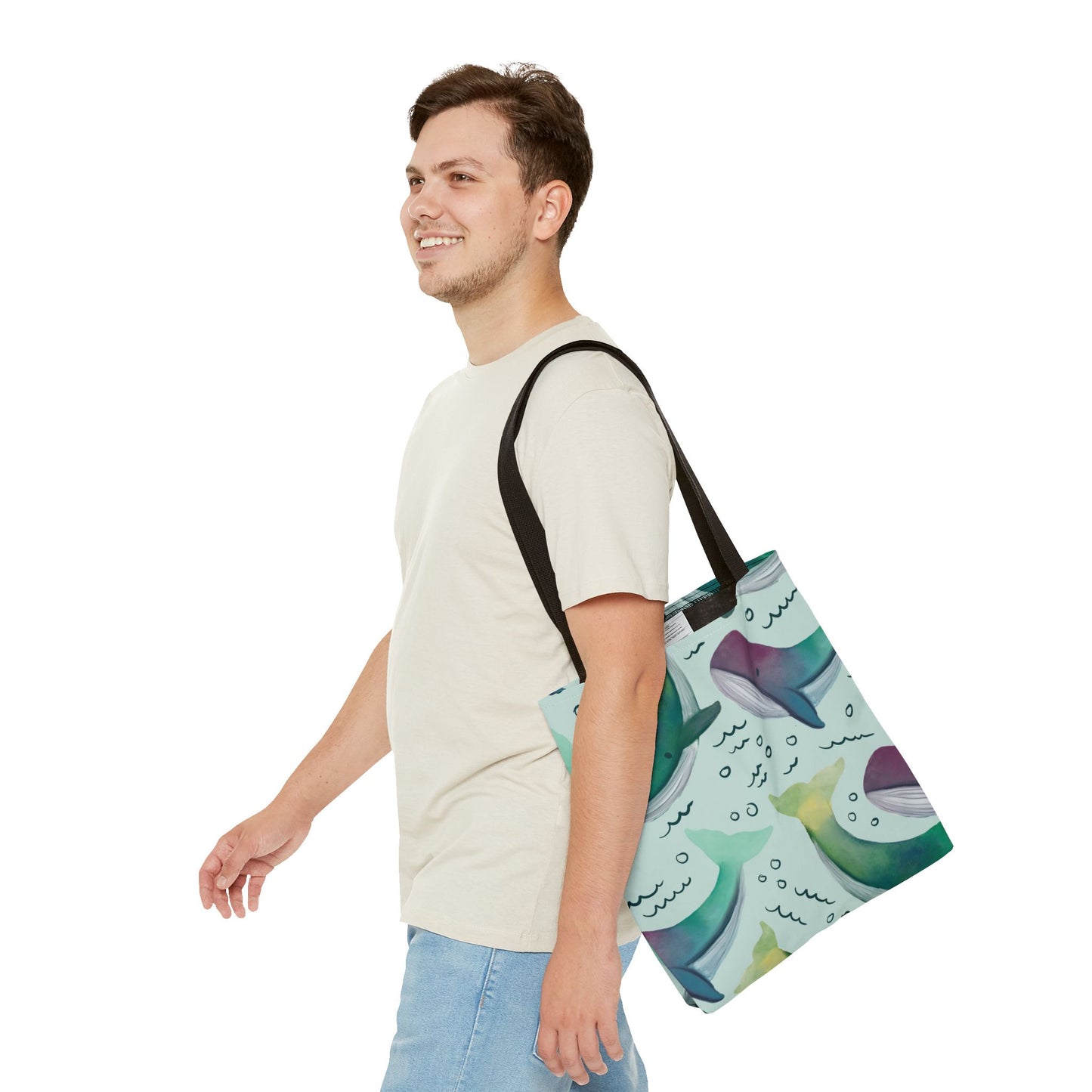 Watercolor Whale Tote Bag | Eco-Friendly Reusable Bag for Ocean Lovers