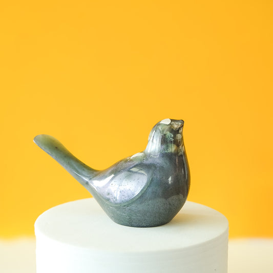 Black Resin Bird Paperweight – Handmade Botanical Décor Gift | Acorn & Artisan