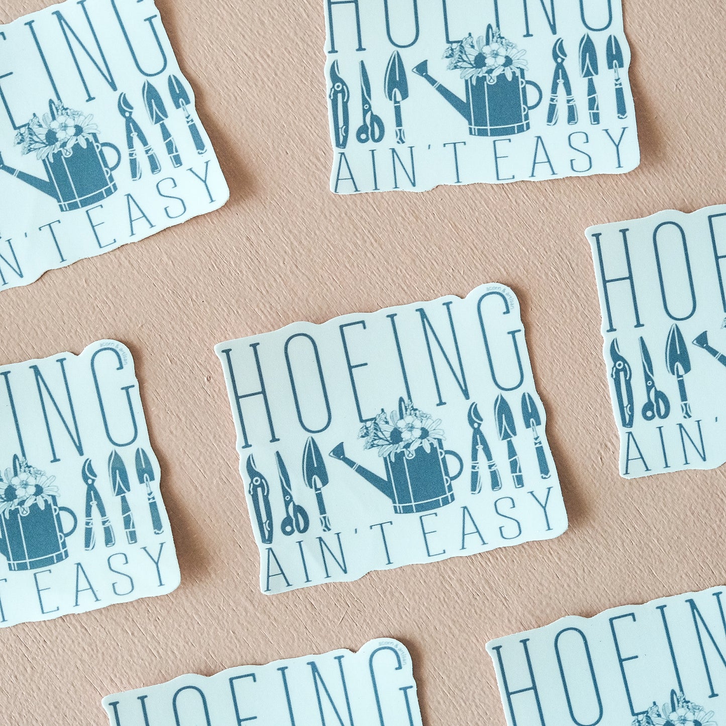 Hoeing Ain’t Easy Sticker – Funny Gardening Vinyl Decal | Acorn & Artisan