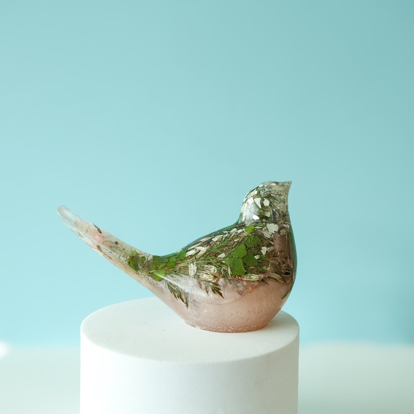 Pink Resin Bird Paperweight – Handmade Botanical Décor Gift | Acorn & Artisan