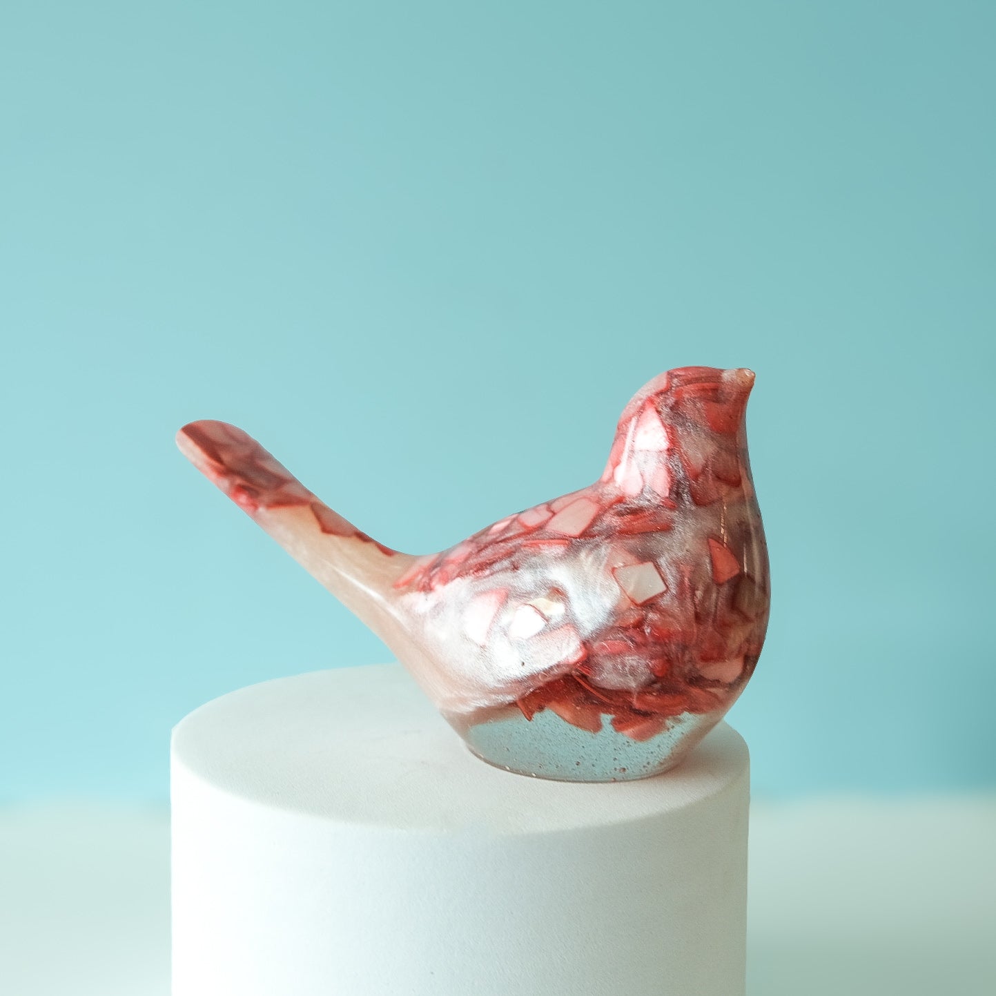 Pink Resin Bird Paperweight – Handmade Botanical Desk Décor Gift | Acorn & Artisan