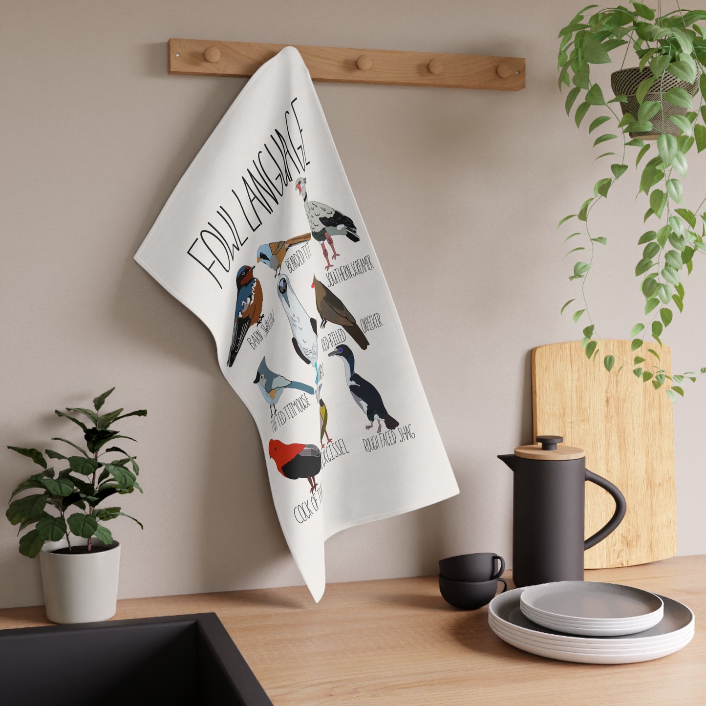 Fowl Language Tea Towel | Funny Bird Pun Kitchen Gift