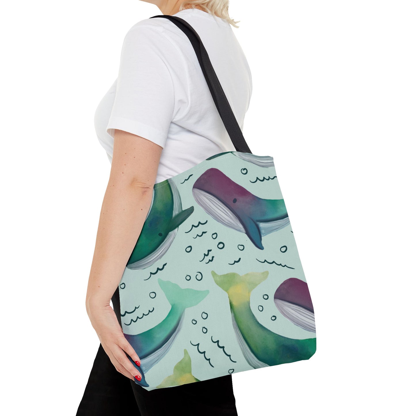 Watercolor Whale Tote Bag | Eco-Friendly Reusable Bag for Ocean Lovers