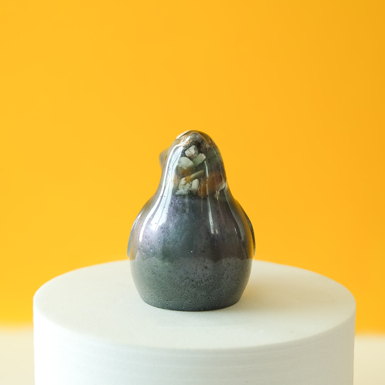 Black Resin Bird Paperweight – Handmade Botanical Décor Gift | Acorn & Artisan
