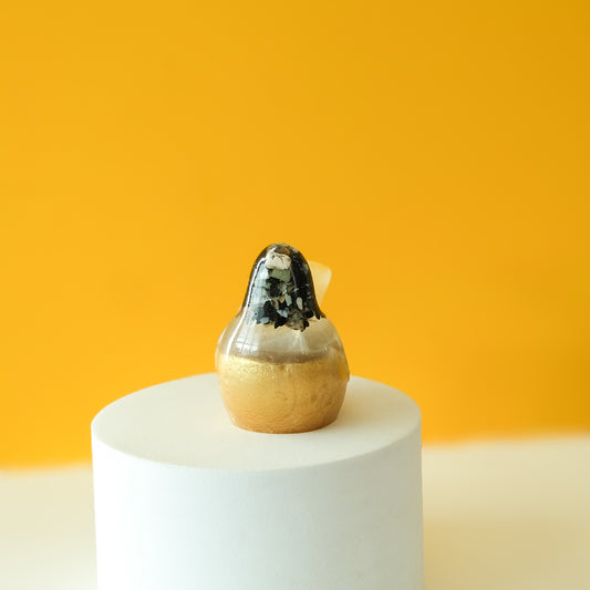 Yellow Resin Bird Paperweight – Handmade Botanical Desk Décor | Acorn & Artisan