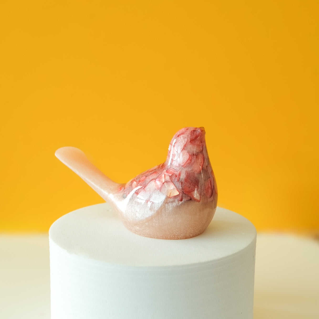 Pink Resin Bird Paperweight – Handmade Botanical Décor Gift | Acorn & Artisan