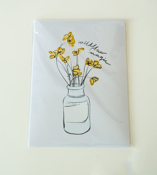 Wildflower Art Print – Minimalist Botanical Wall Décor | Acorn & Artisan