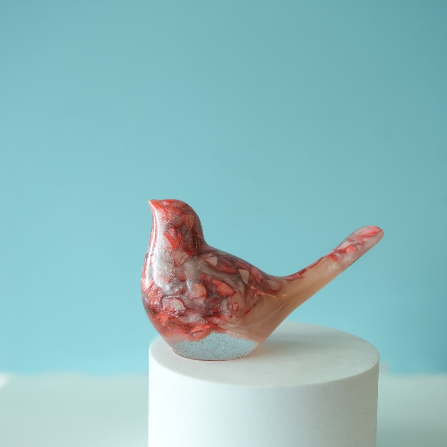 Pink Resin Bird Paperweight – Handmade Botanical Desk Décor Gift | Acorn & Artisan