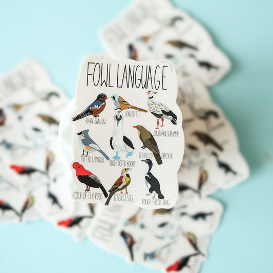 Fowl Language Sticker – Funny Bird Pun Vinyl Decal | Acorn & Artisan