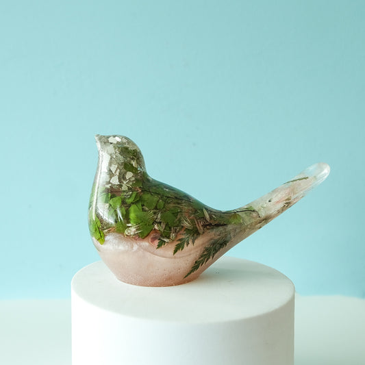 Pink Resin Bird Paperweight – Handmade Botanical Décor Gift | Acorn & Artisan