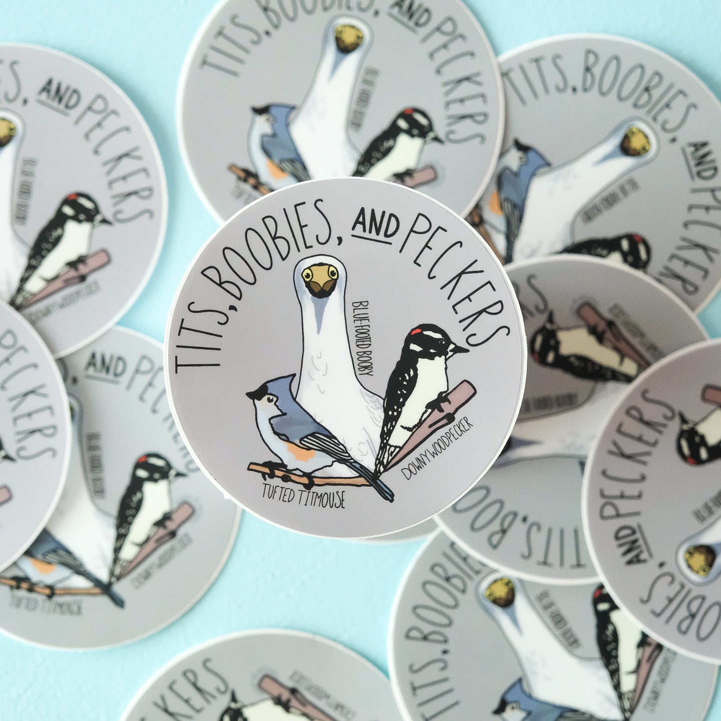 Tits, Boobies & Peckers Sticker – Funny Bird Lover Vinyl Decal | Acorn & Artisan