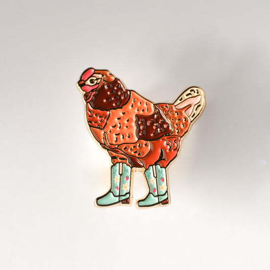 Cowgirl Chicken Enamel Pin