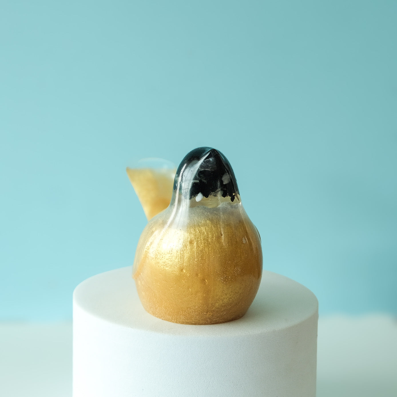 Yellow Resin Bird Paperweight – Handmade Botanical Desk Décor | Acorn & Artisan