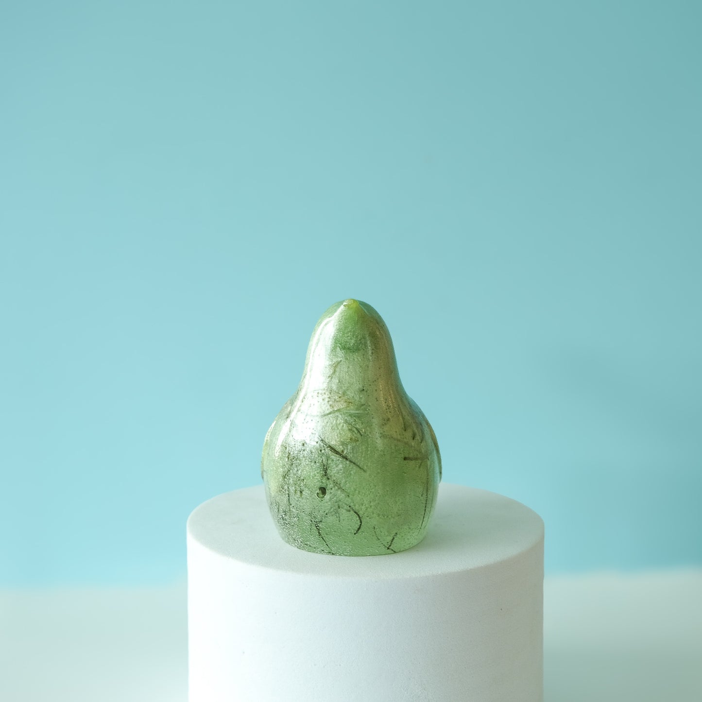 Green Resin Bird Paperweight – Handmade Botanical Desk Décor | Acorn & Artisan