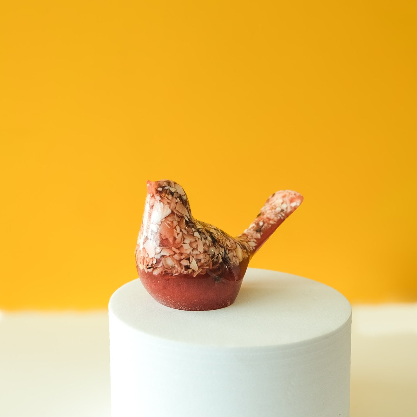 Red Resin Bird Paperweight – Handmade Botanical Décor Gift | Acorn & Artisan