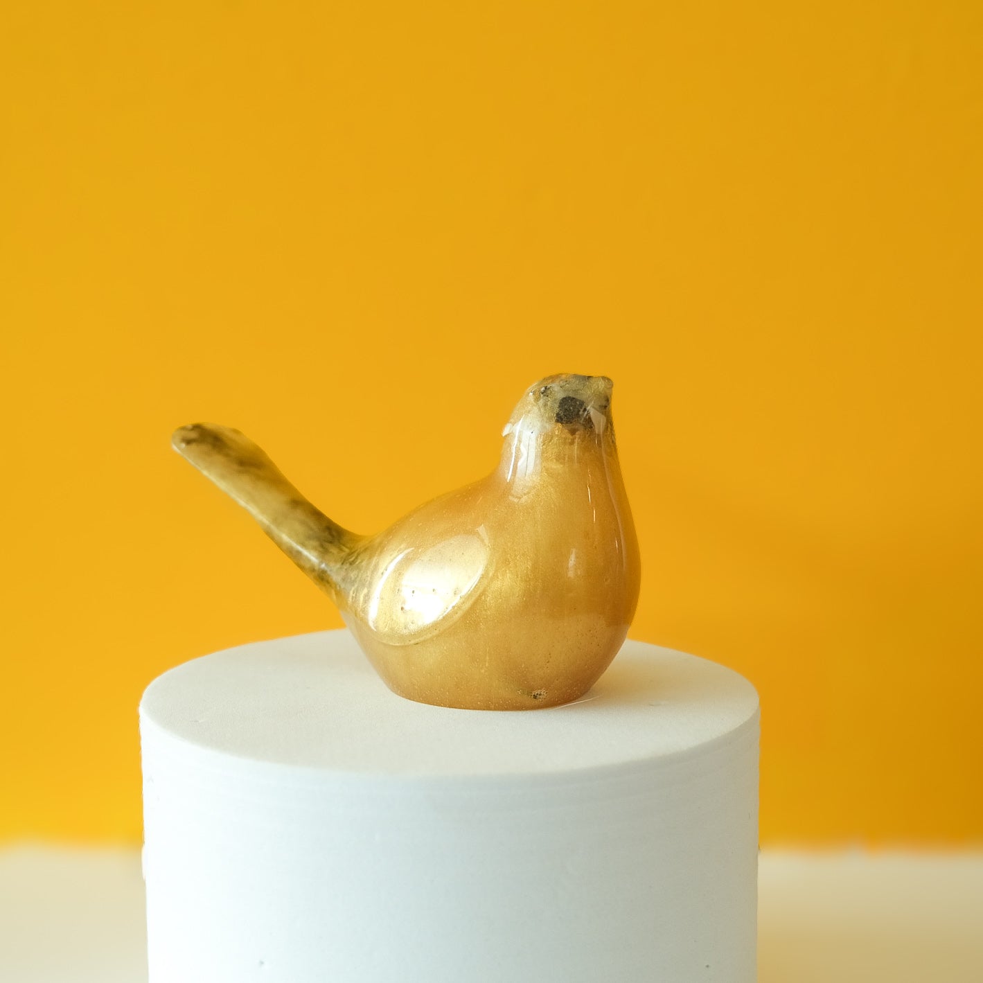 Yellow Resin Bird Paperweight – Handmade Botanical Décor Gift | Acorn & Artisan