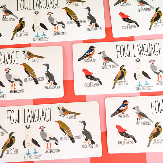Bumper Sticker – Fowl Language Bird Illustration