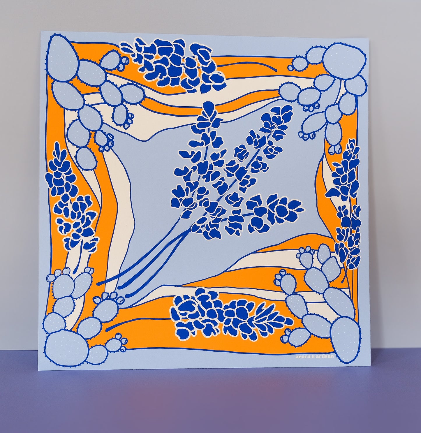 Art Print – Texas Hill Country Bluebonnets Illustration