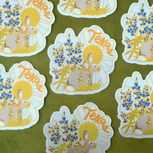 Texas Bluebonnet Bunny Vinyl Sticker
