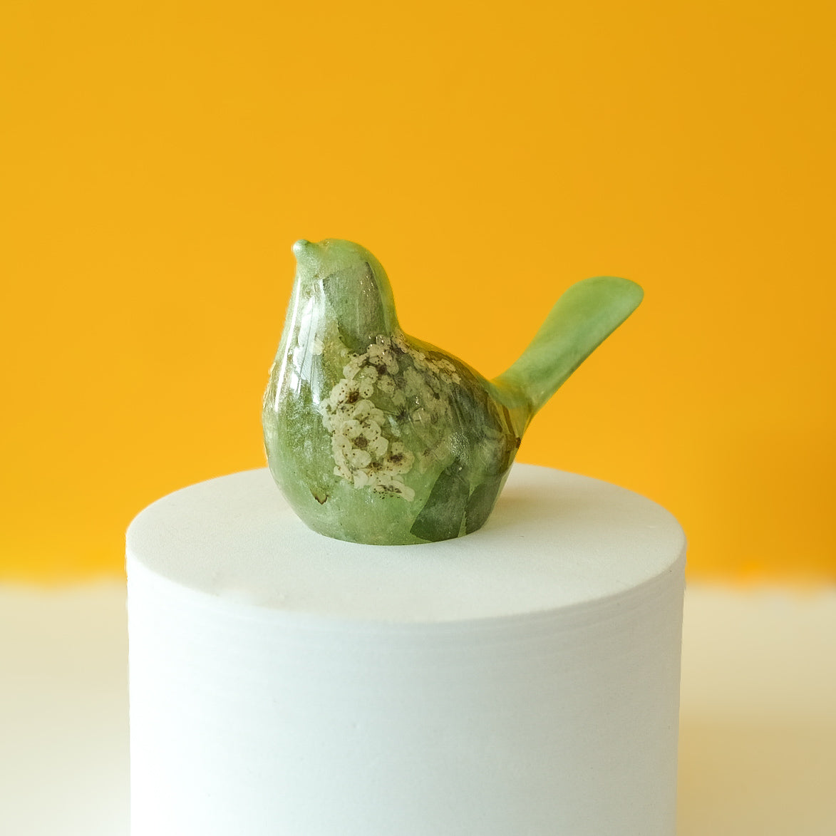 Green Resin Bird Paperweight – Handmade Botanical Décor Gift | Acorn & Artisan
