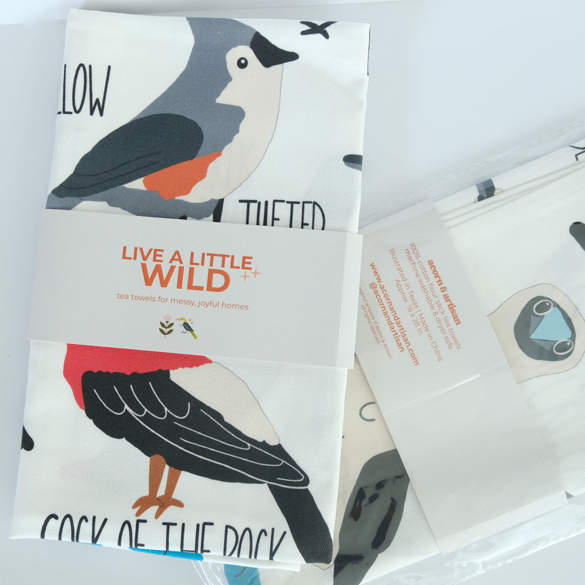 Fowl Language Tea Towel with Acorn & Artisan retail packaging