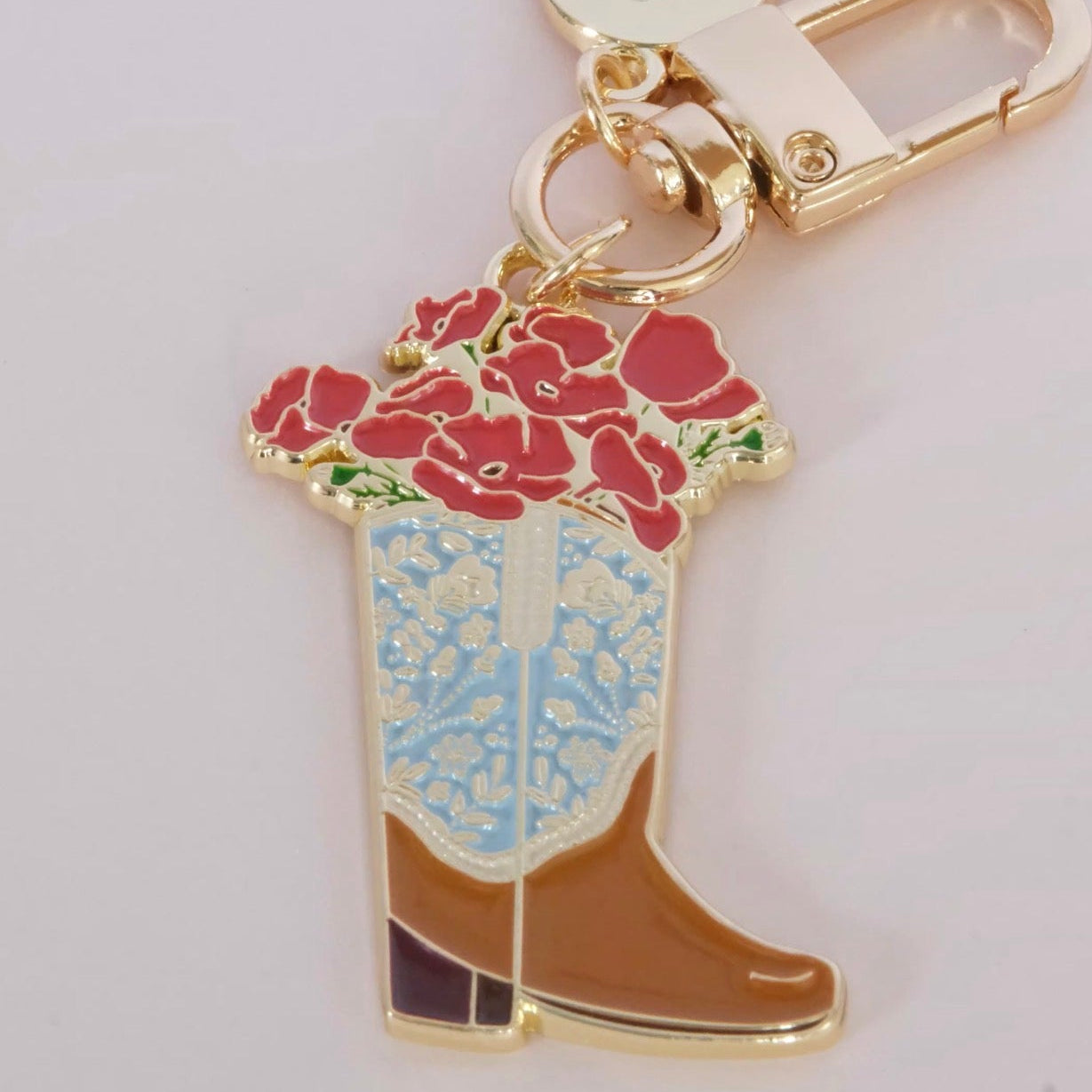 Poppy Cowgirl Boot Keychain – Texas Enamel Keychain