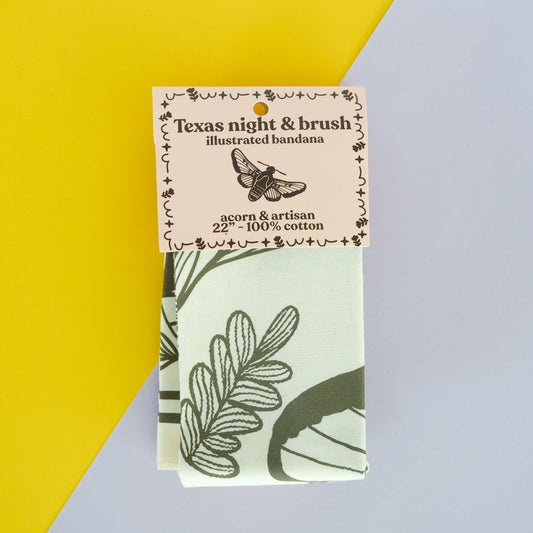 Flat lay of Texas Night & Brush Bandana, showing the full design
