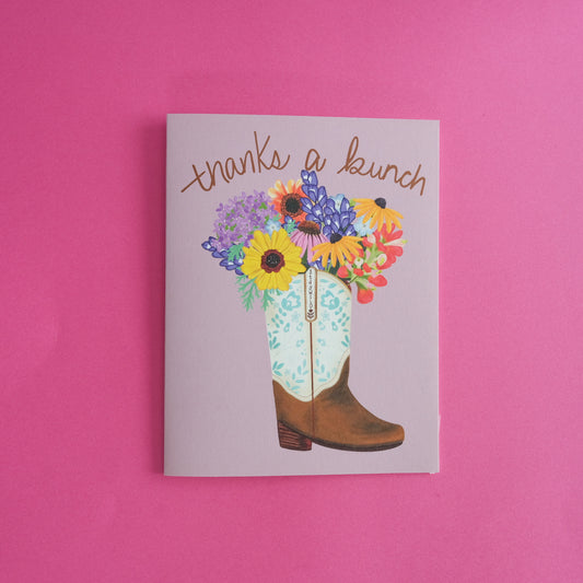 Texas Cowgirl Boot Vase Thank You Card