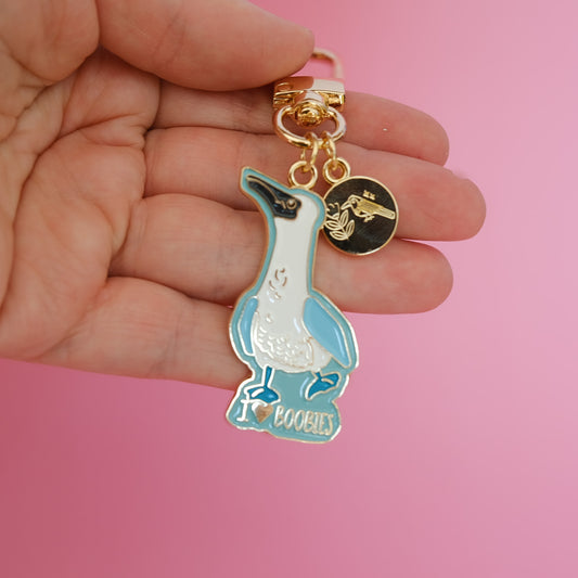 Bird Keychain, Blue Footed Booby Design