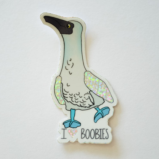 I Love Boobies Blue-Footed Booby Vinyl Sticker
