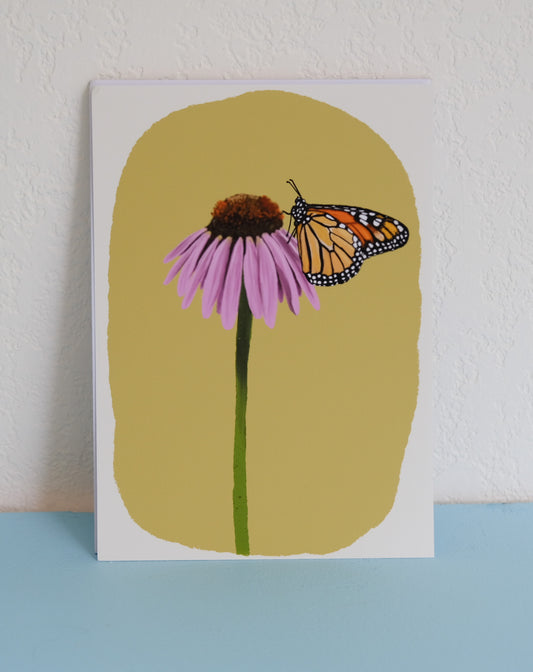 Art Print – Monarch Butterfly and Coneflower Illustration