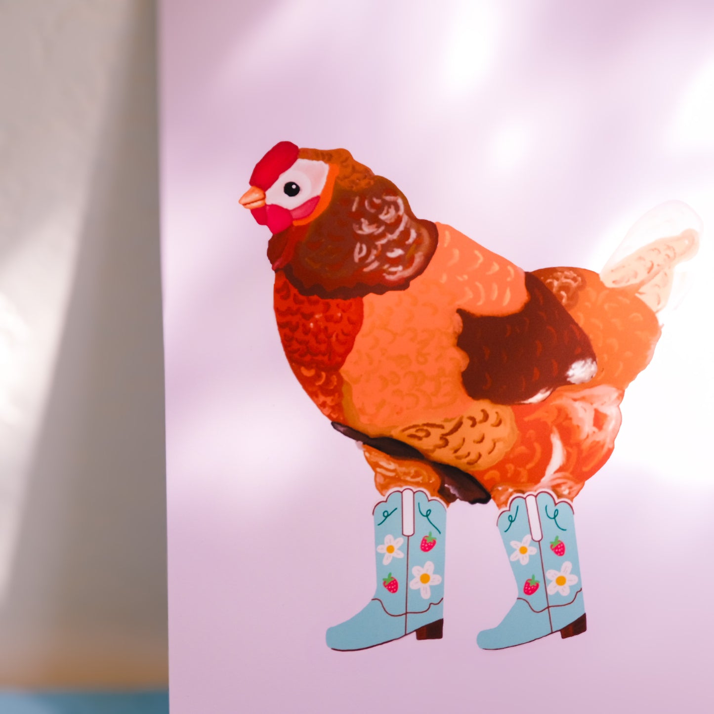 Art Print – Berry Cowgirl Chicken Illustration