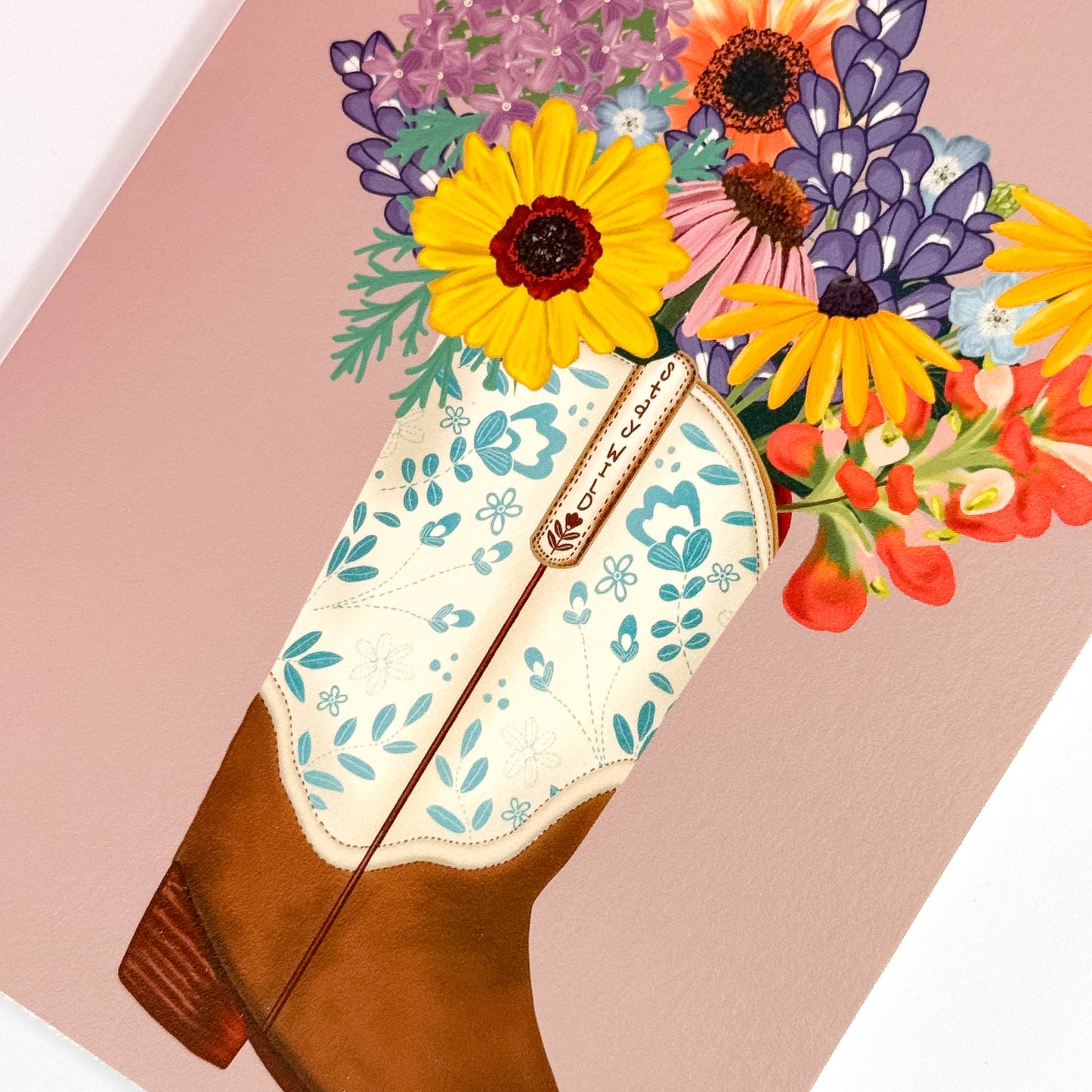 Cowgirl Flower Boot Greeting Card product photo