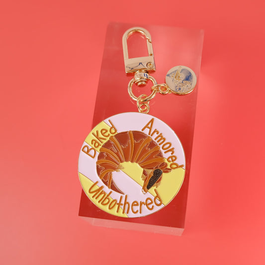 Armadillo Croissant Enamel Keychain | 2" Enamel Bag Charm