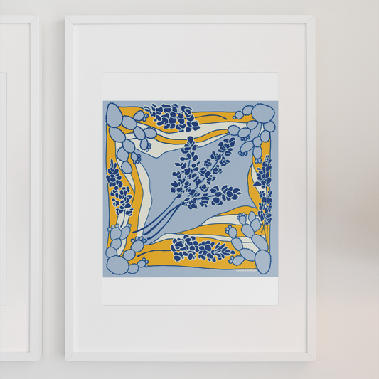 Art Print – Texas Hill Country Bluebonnets Illustration