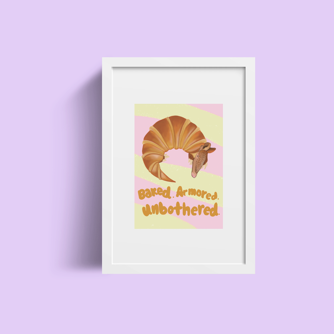Croissantadillo Art Print, Funny Armadillo Croissant Wall Art, Quirky Animal Pun Illustration, Cute Texas Inspired Kitchen or Office Decor