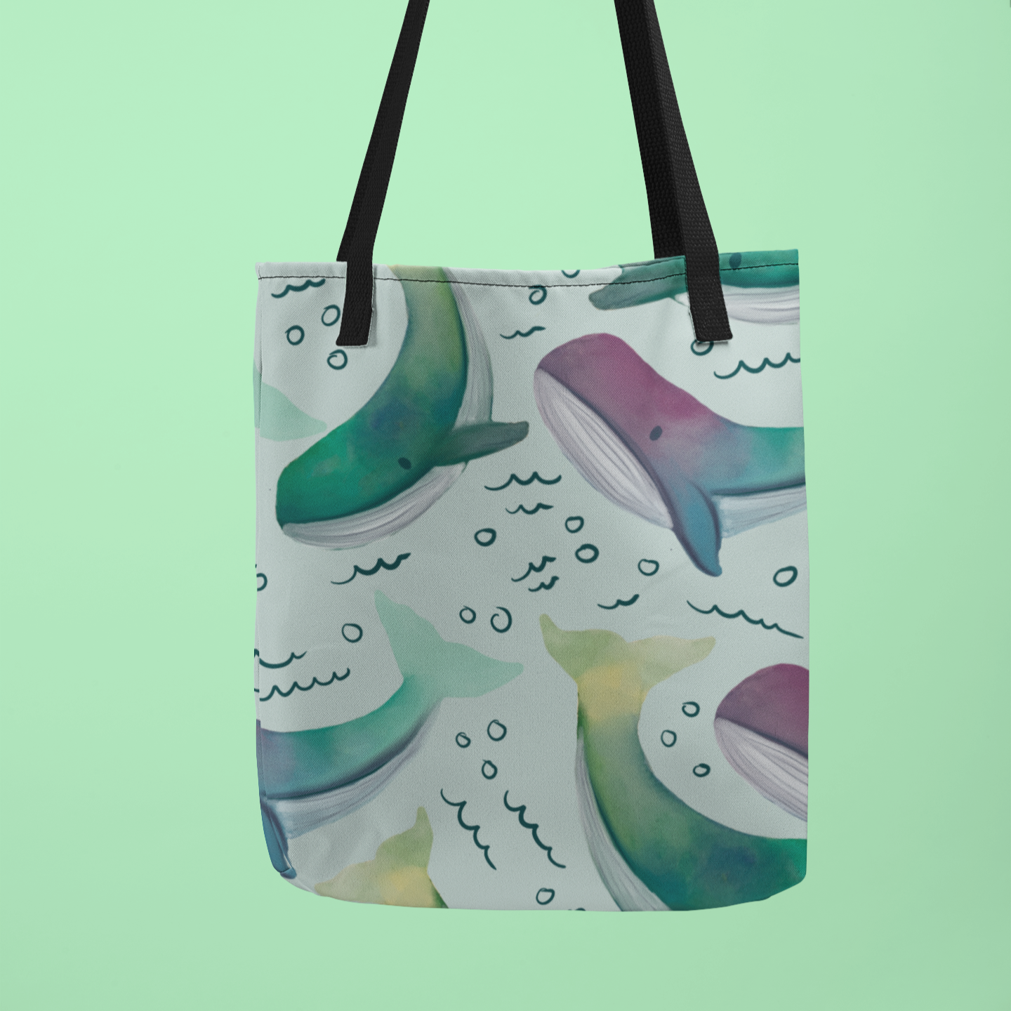 Watercolor Whale Tote – Eco-Friendly Ocean Lover Bag | Acorn & Artisan