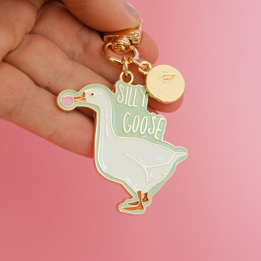 Funny Goose Keychain, Silly Goose Design