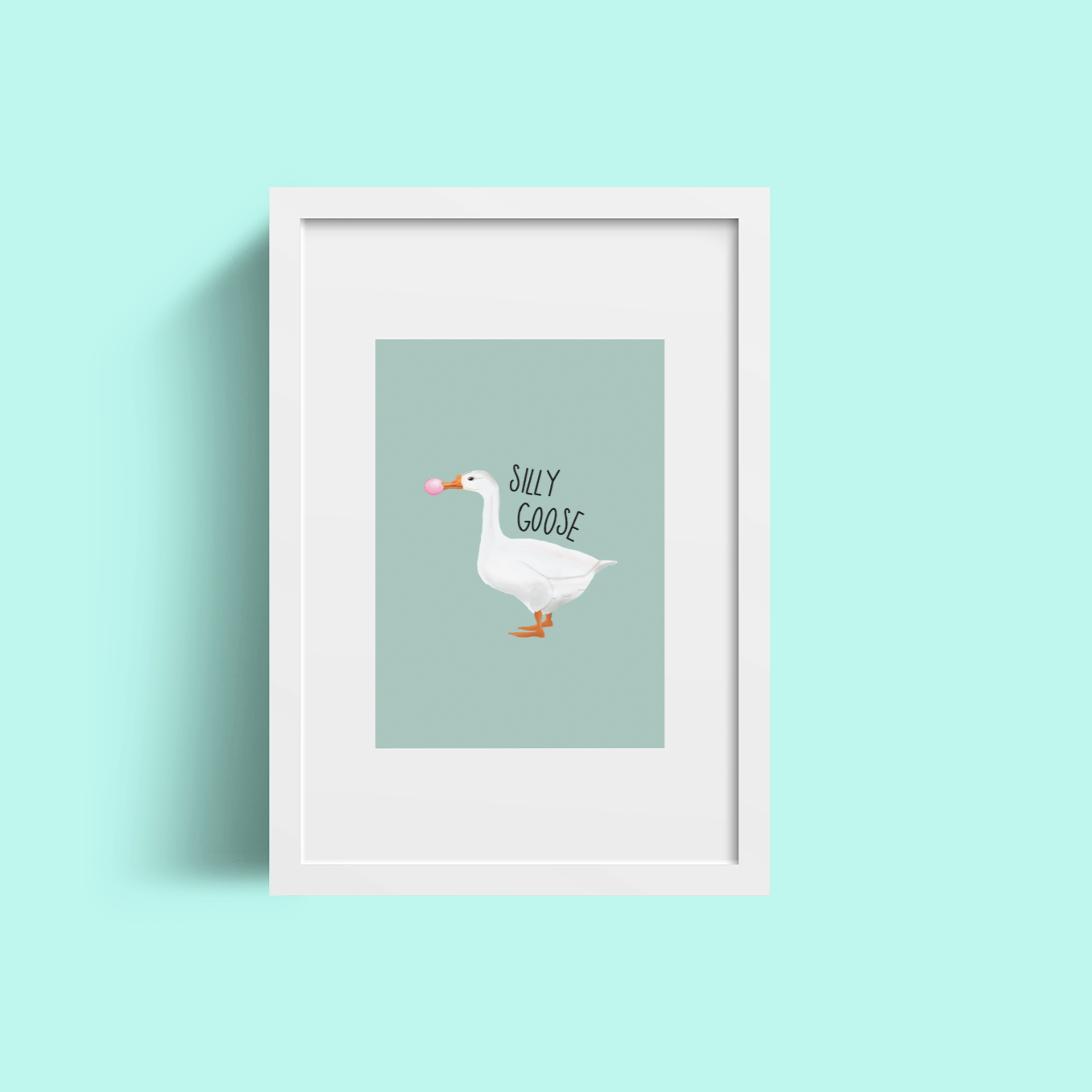 Silly Goose Art Print – Funny Goose Wall Decor, Whimsical Animal Illustration, Cute Gift for Friends, Bird Lovers & Pun Fans