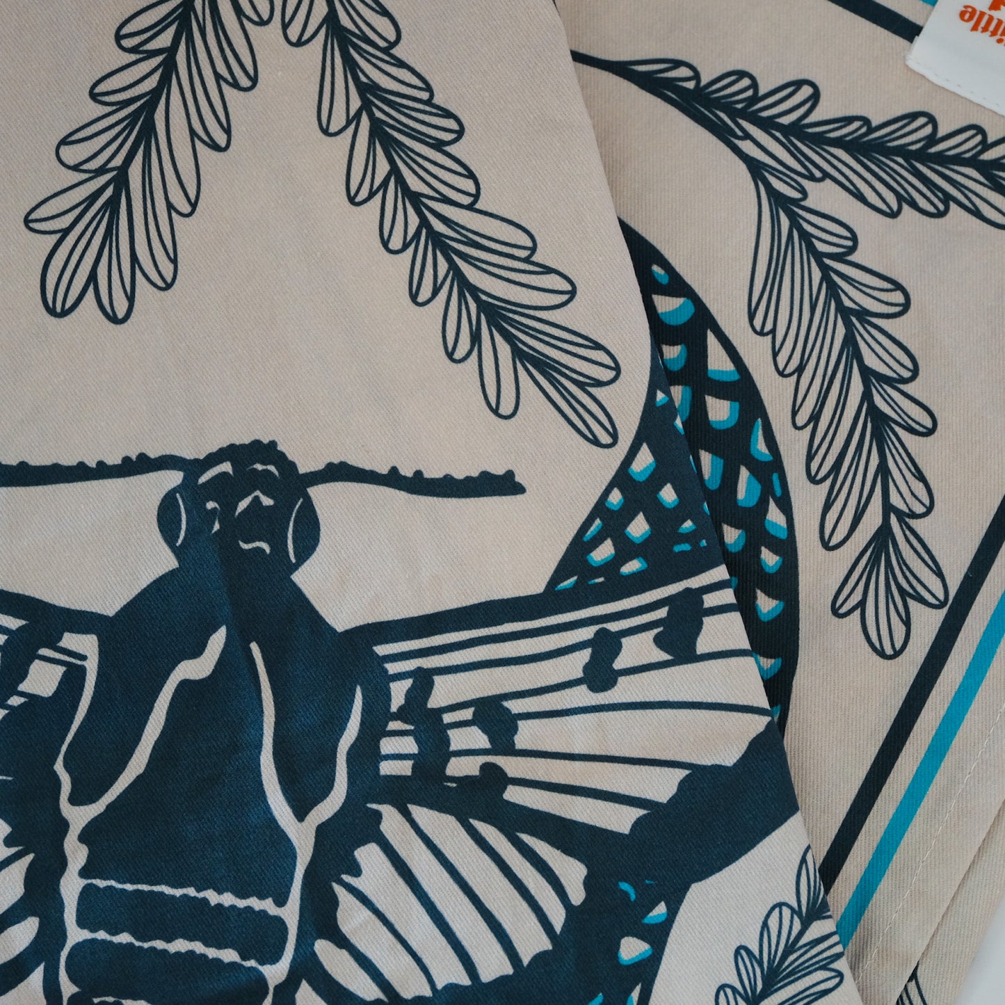 Texas Night & Brush Tea Towel | Moth & Snake Cotton Flour Sack 16" × 28"