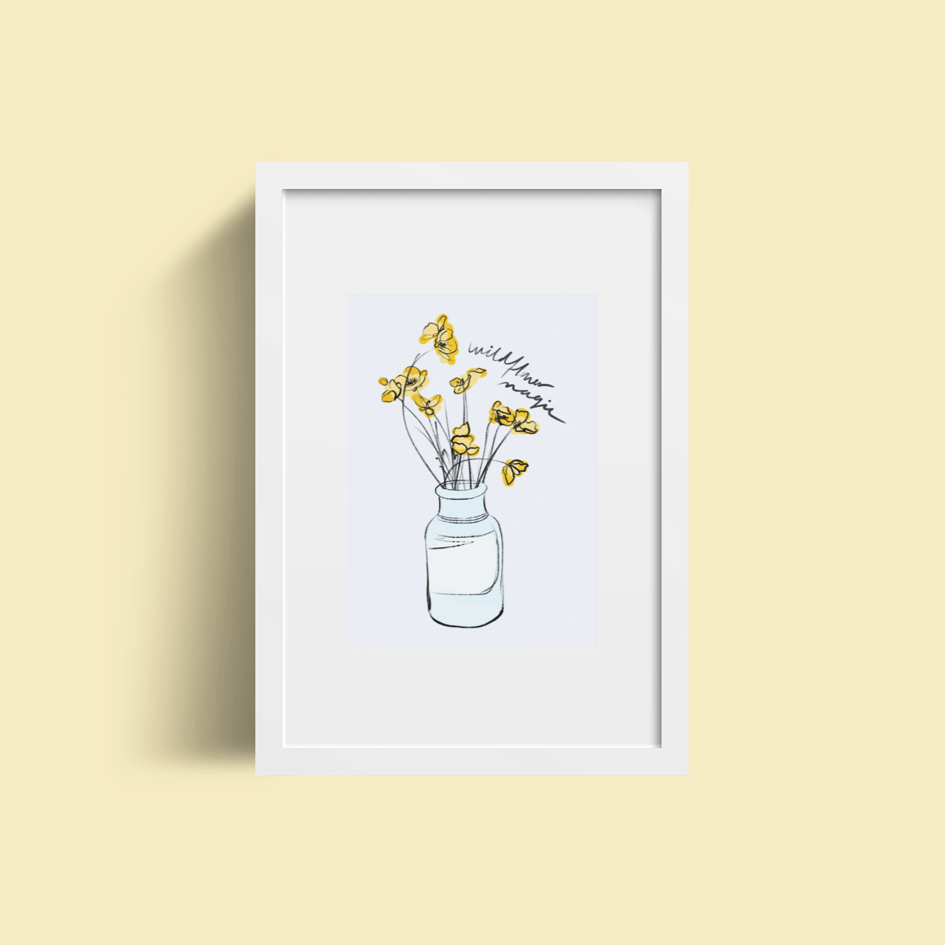 Wildflower Magic Art Print – Minimalist Botanical Flower Illustration, Nature Wall Decor, Modern Cottagecore Home Gift