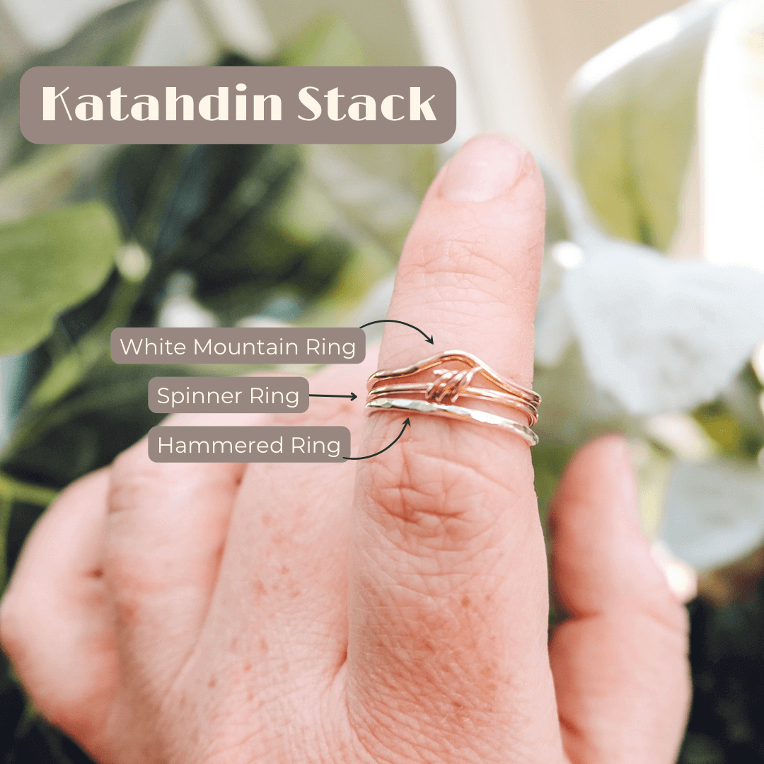 Katahdin Ring Stack (Spinner Ring, White Mountain Ring, Hammered Ring)