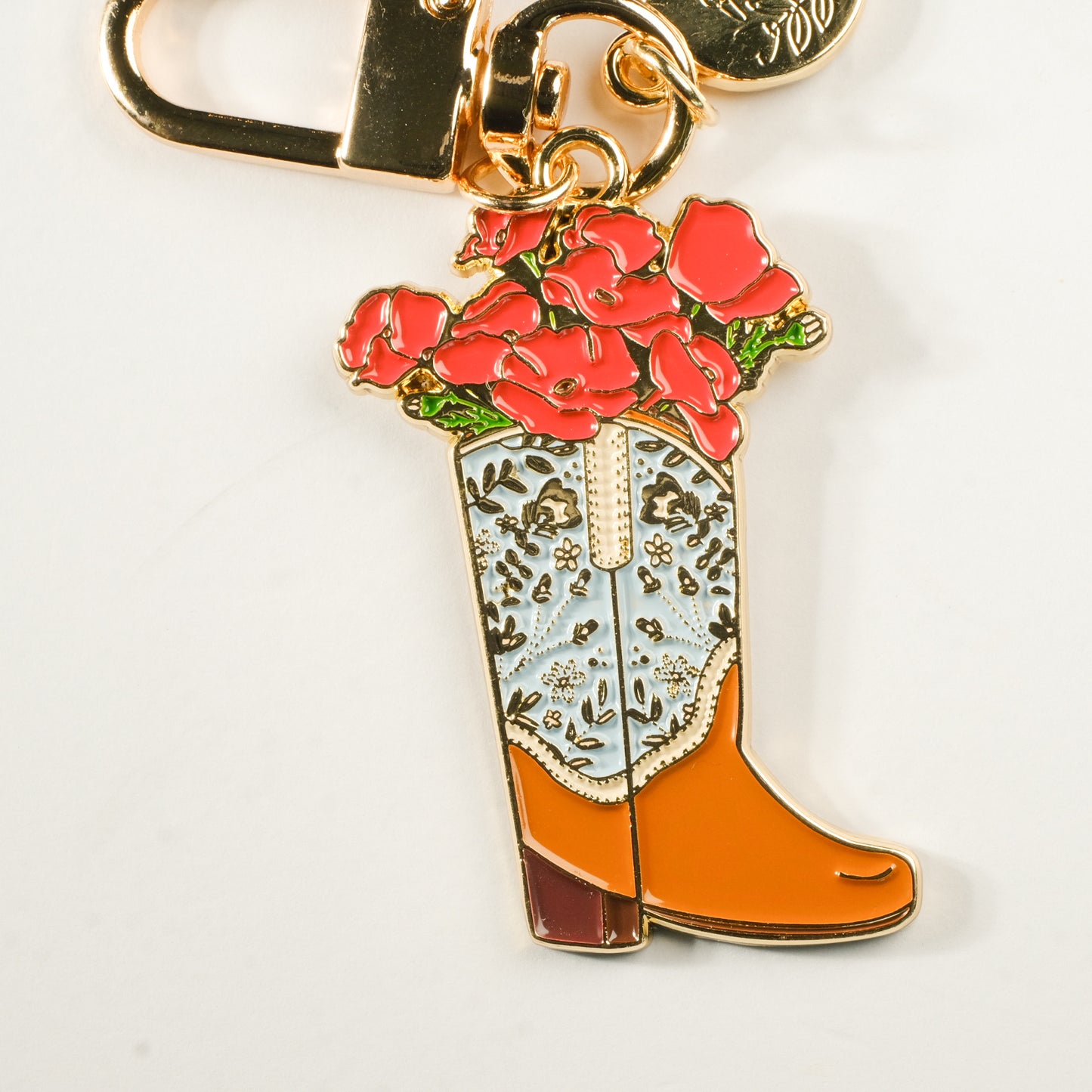 Poppy Cowgirl Boot Enamel Keychain | 2" Hard Enamel