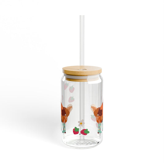 Berry Cowgirl Chicken Glass, Cute Farm Animal Drinkware